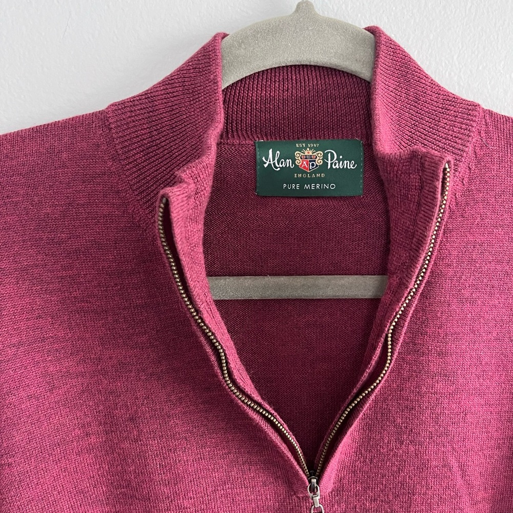 Alan Paine Barton Pure Merino Wool Sweater in Berry